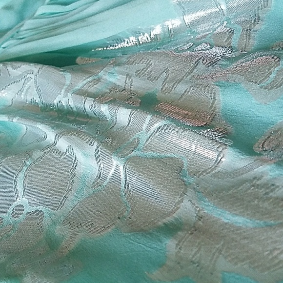 NWT Eliza J New York Silver Floral Aqua Dress - Picture 2 of 4